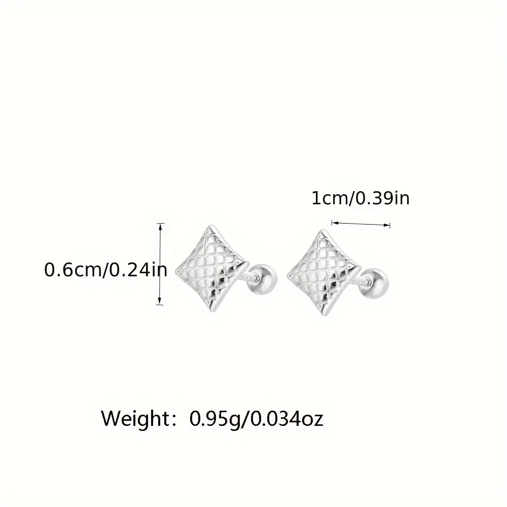 925 Sterling Silver Circle Square Ear Studs for Daily Dressing
